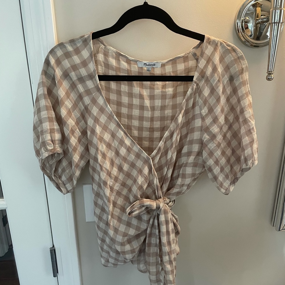 Madewell Gingham Wrap Blouse